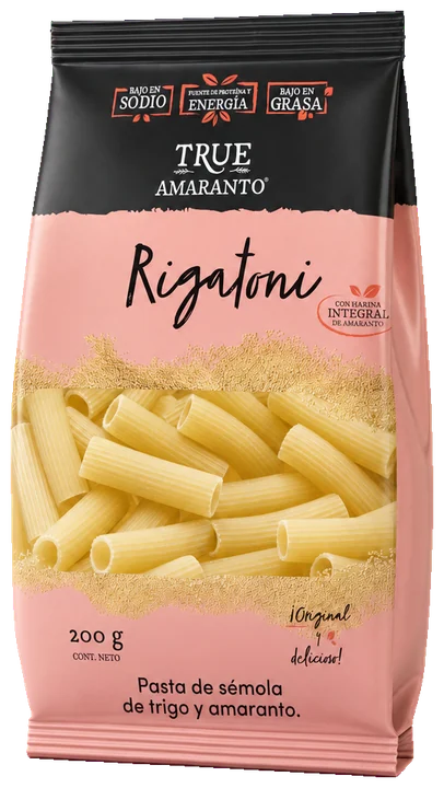 True Amaranto Rigatoni de trigo y amaranto, 200 g